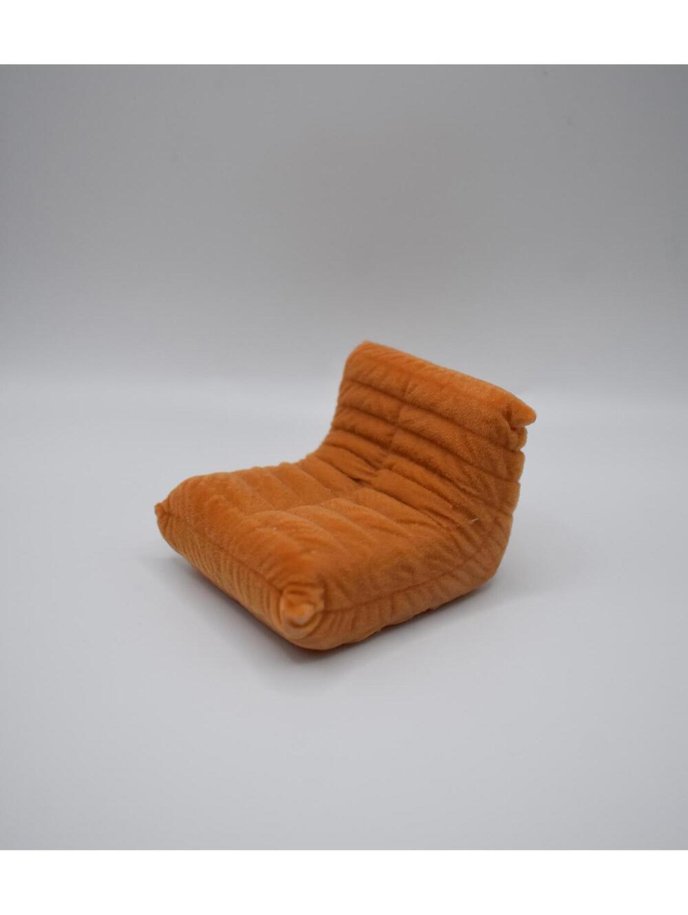 1:12 Scale Mini Togo-Style Flocked Chair- Dollhouse Modern Chair, Dark Orange